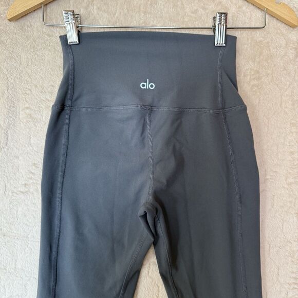 Alo Yoga Leggings Womens XS (2-4)‎ Gray High Waisted Moto Gym Running Athleisure - Picture 4 of 16